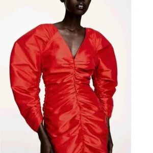 Zara Vibrant Red Long Sleeve Dress